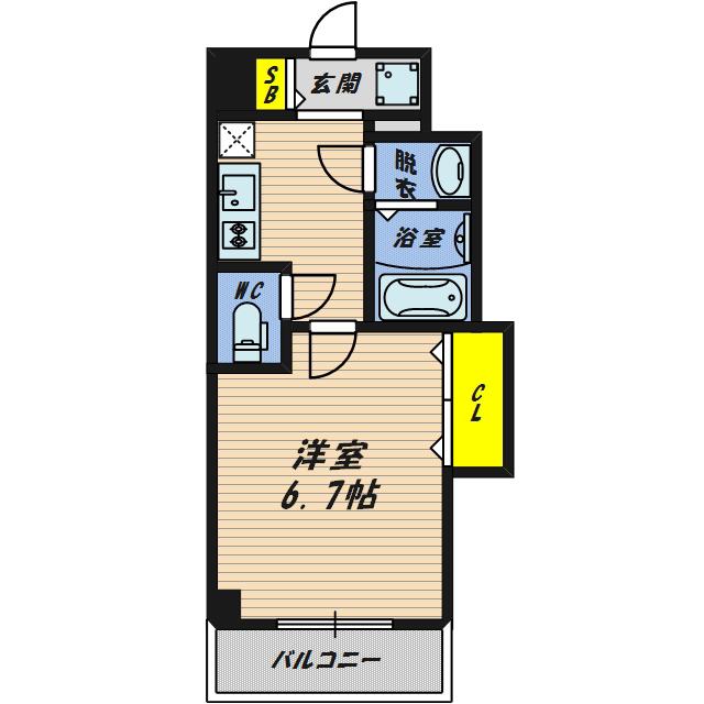 LUXE都島北I(1K/5階)の間取り写真