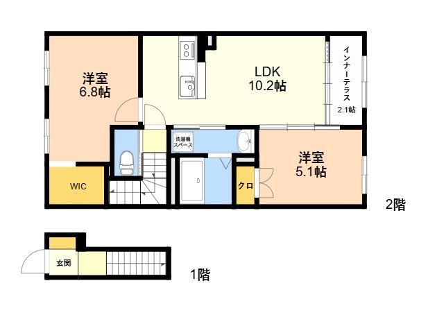 URBAN STAGEA春日1(2LDK/2階)の間取り写真