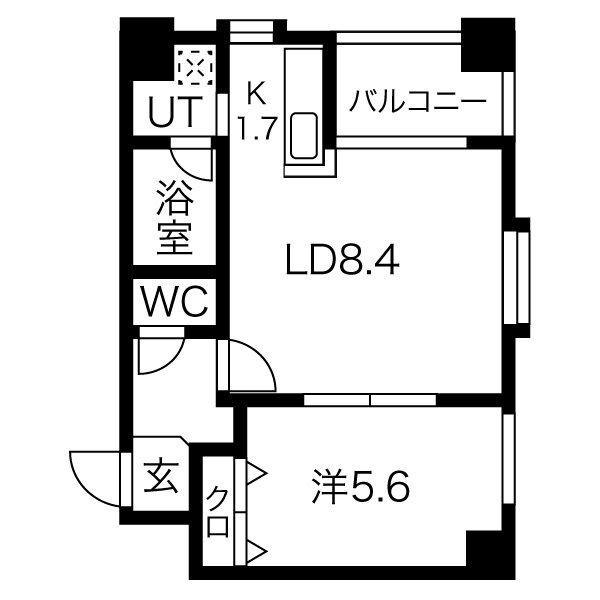 ノヴァクリスタル(1LDK/8階)の間取り写真