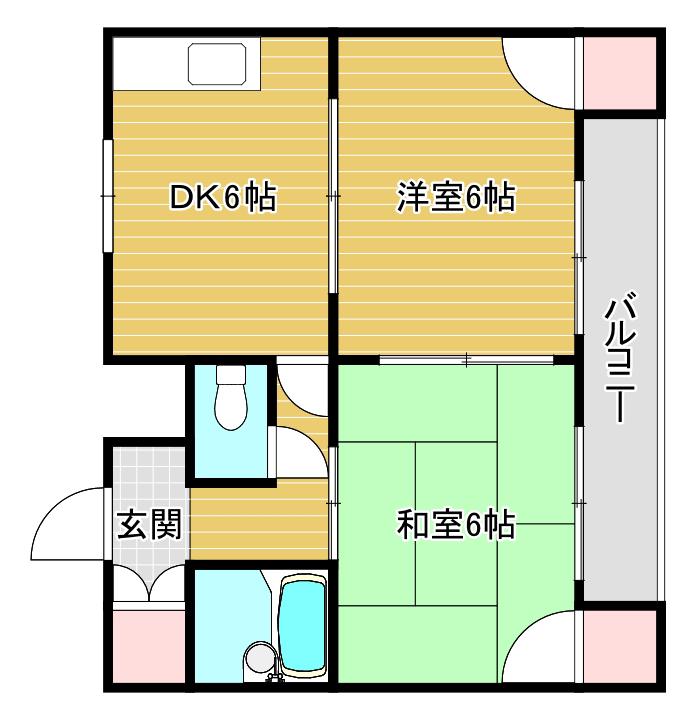MKハイム(2DK/2階)の間取り写真