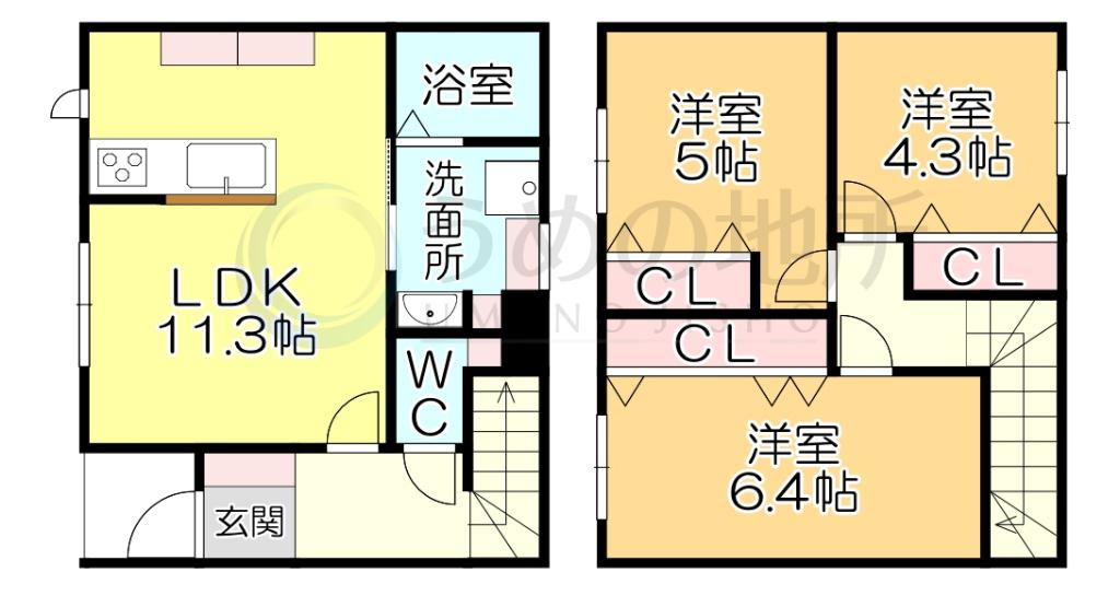 FLOW野中町(3LDK/1階)の間取り写真