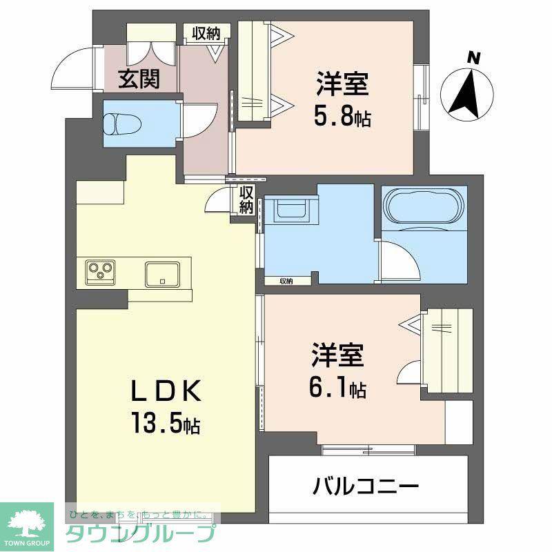 アンシャンテ長町南(2LDK/2階)の間取り写真