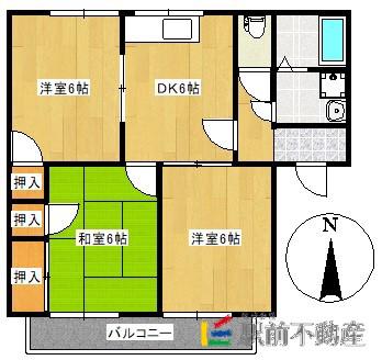 ヘッドランドハウス(3DK/2階)の間取り写真