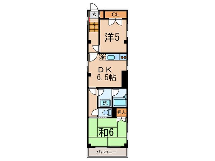 北村ビル(2DK/4階)の間取り写真