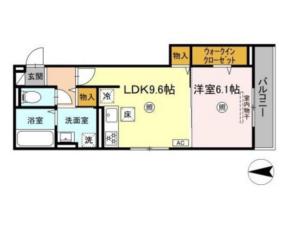 タウン清心(1LDK/1階)の間取り写真