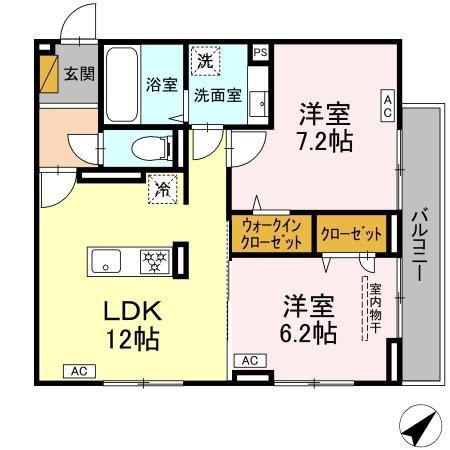 D-ROOM君塚IA(2LDK/2階)の間取り写真