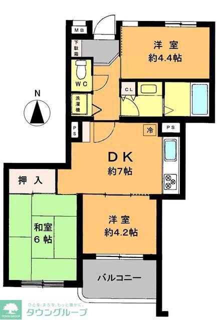 ライオンズマンション南春日部(3DK/3階)の間取り写真