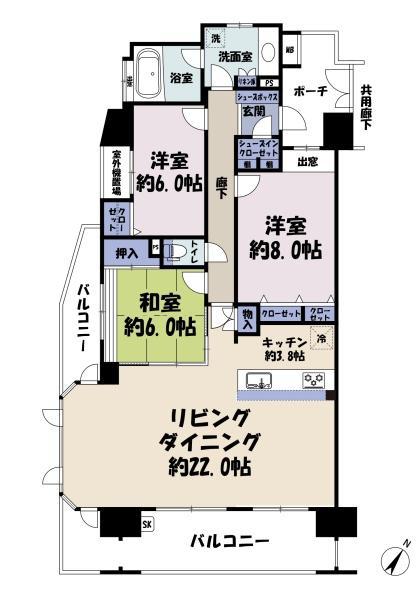 レーベンハイムつくばファーストレジデンス(3LDK/14階)の間取り写真