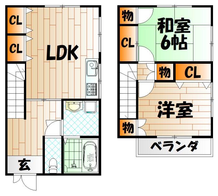 ツインコーポ夜宮(2LDK/1階)の間取り写真