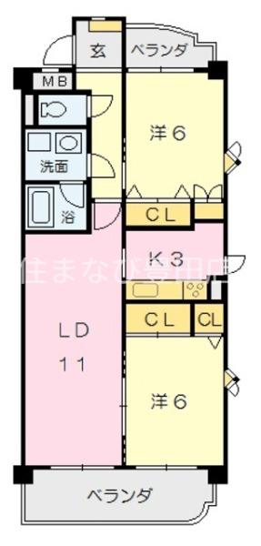 シークハイム(2LDK/2階)の間取り写真