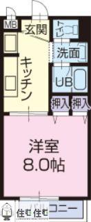SURPLUSONE酒井B(1K/1階)の間取り写真