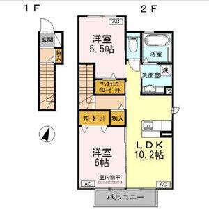 ショコラ・デ・フォレ(2LDK/2階)の間取り写真