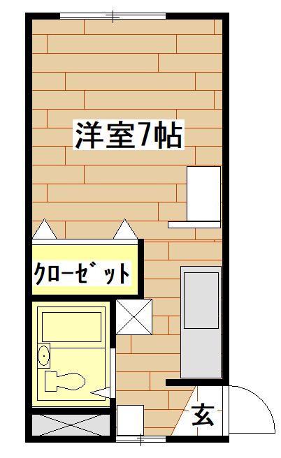 ドットミサワV(1K/1階)の間取り写真