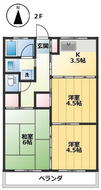 コーポオオモトⅠ(3K/2階)の間取り写真