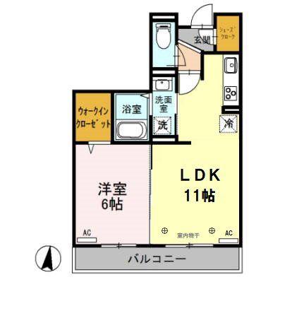 グランディール(1LDK/1階)の間取り写真