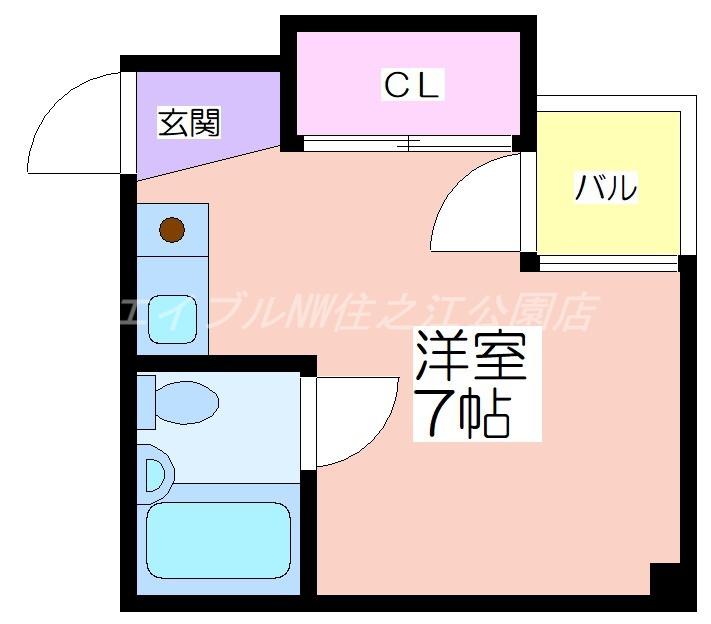 プレアール住之江公園III(ワンルーム/3階)の間取り写真