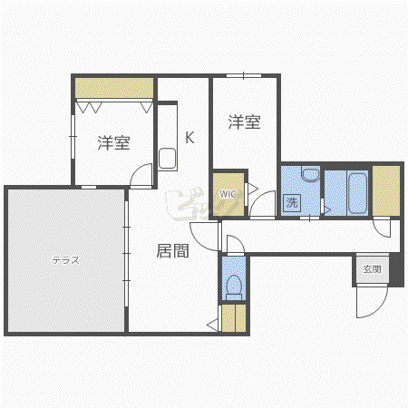 AMS伏見(2LDK/1階)の間取り写真