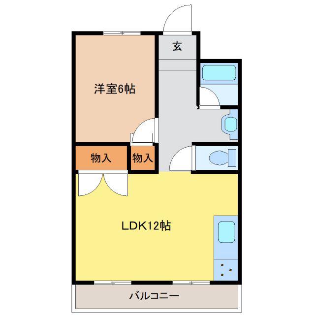エターナル(1LDK/2階)の間取り写真