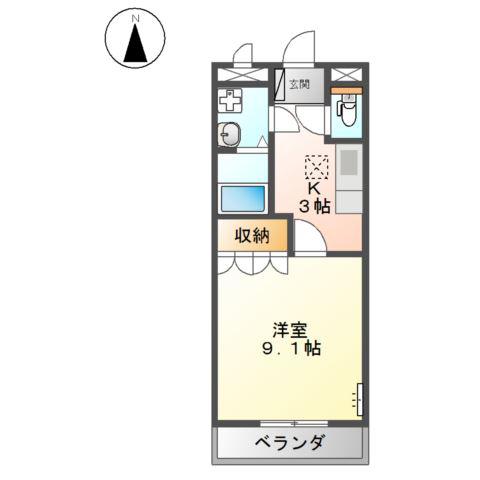 オレンジビレッジ(1K/2階)の間取り写真