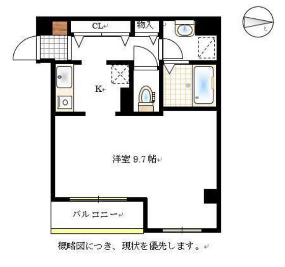 エディフィシオ横内(1K/9階)の間取り写真