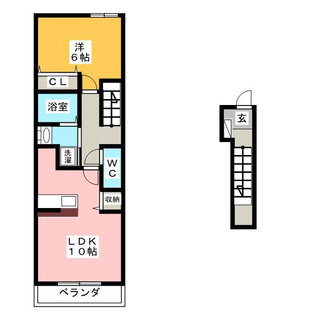 コムフィール(1LDK/2階)の間取り写真