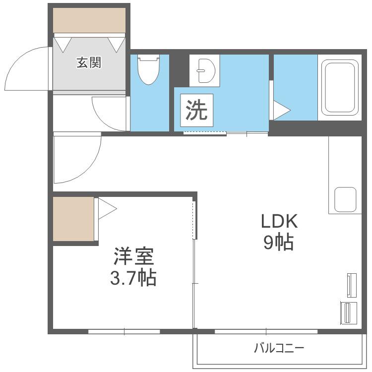 ザ・レジデンス南平岸(1LDK/5階)の間取り写真