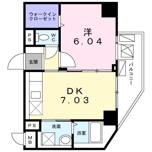 シュガー レイ(1DK/6階)の間取り写真