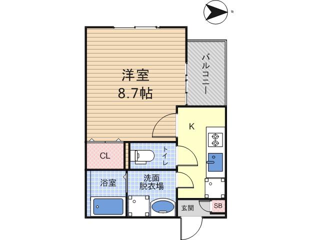 Fメゾン遠里小野II番館(1K/1階)の間取り写真
