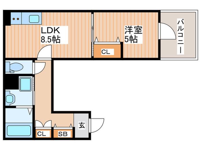 イリスコート今福南(1LDK/3階)の間取り写真
