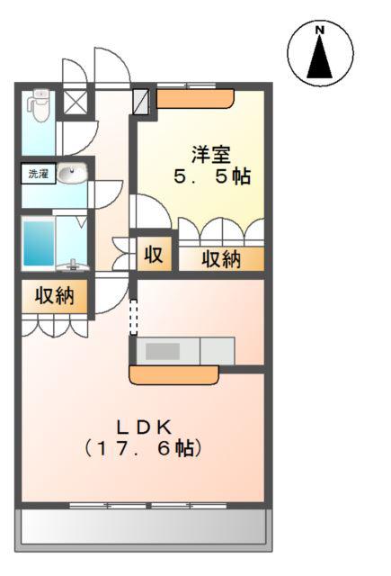サウンドスケープ(1LDK/2階)の間取り写真