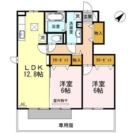 アウスレーゼTN(2LDK/1階)の間取り写真