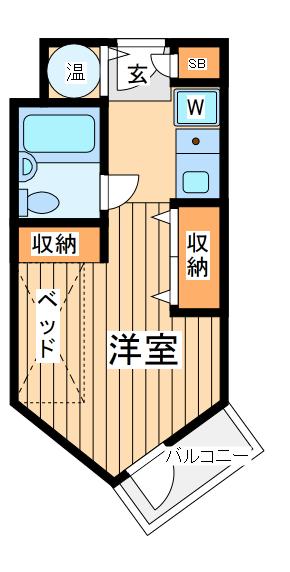 コスモヒルハウスB(ワンルーム/2階)の間取り写真
