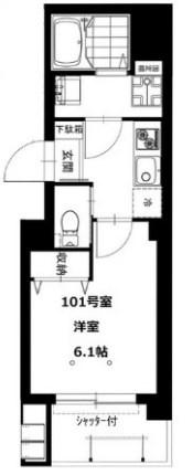 BCASA KAMEARI(1K/1階)の間取り写真
