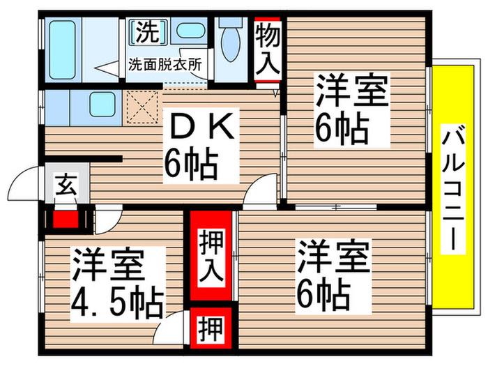 サンハイツT(3DK/2階)の間取り写真