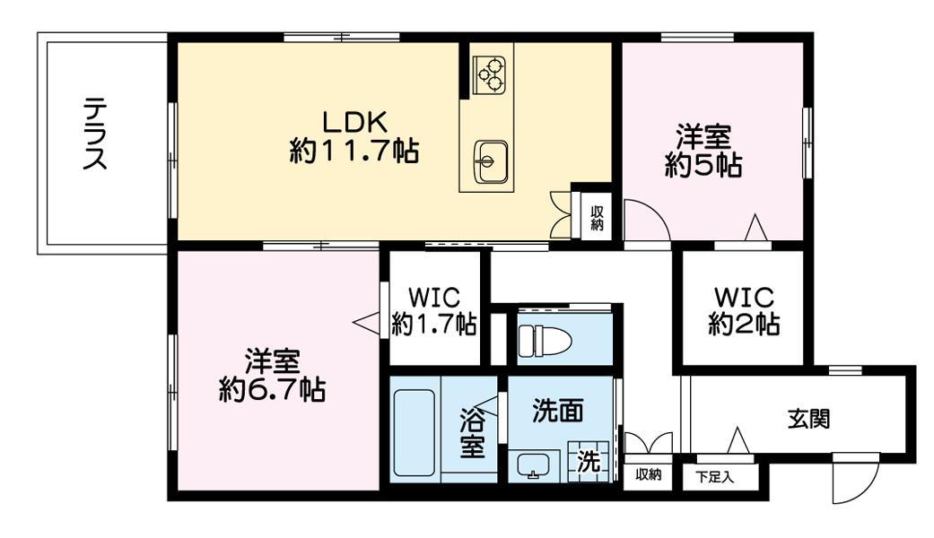 OTN HAUS(2LDK/1階)の間取り写真