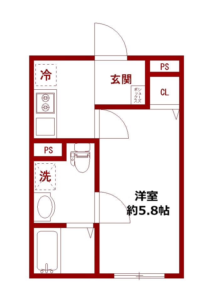 REBERTY瀬谷(1K/2階)の間取り写真