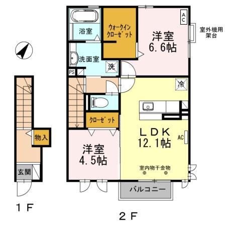グラン シエル(2LDK/2階)の間取り写真