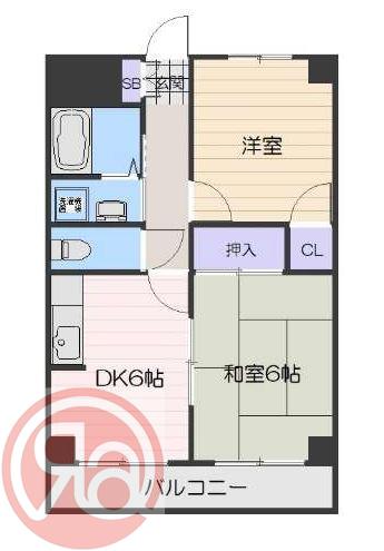 メゾンミチヨ(2DK/5階)の間取り写真