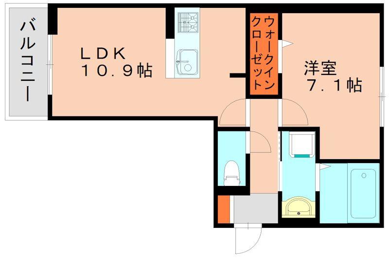 エレガンス仲原西(1LDK/2階)の間取り写真