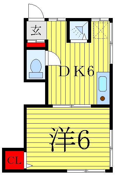 細村アパート(1DK/2階)の間取り写真