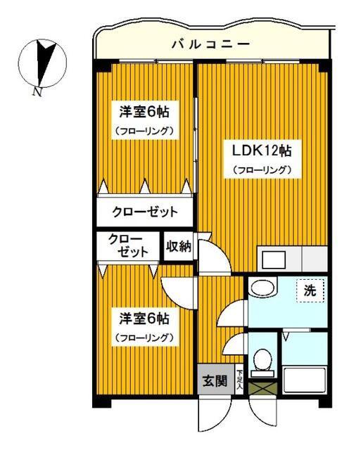 エヌケイパレス(2LDK/3階)の間取り写真