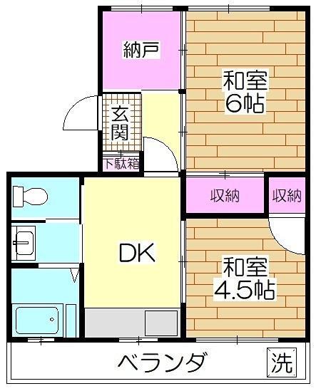 サンアールタニツカA棟(2SDK/1階)の間取り写真
