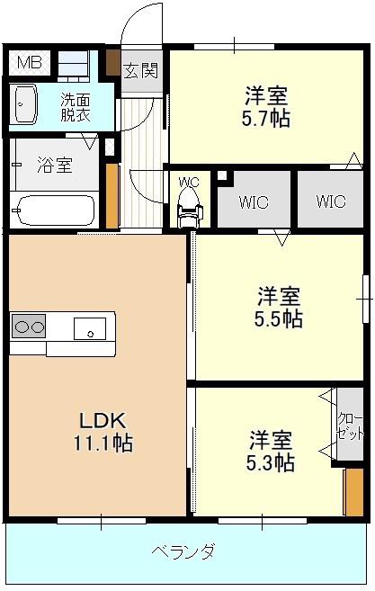 SUNPIER(3LDK/3階)の間取り写真