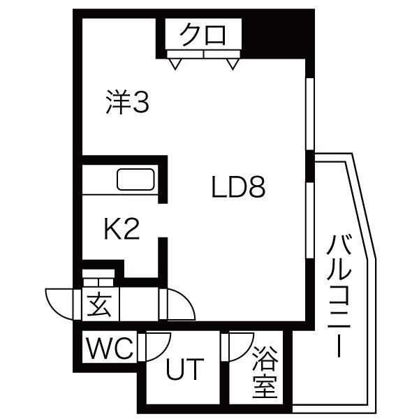 ノール山鼻(1LDK/7階)の間取り写真