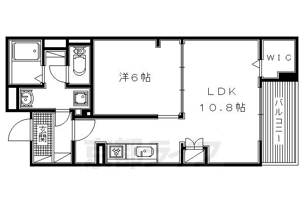 藤阪東レジデンス八弘(1LDK/3階)の間取り写真