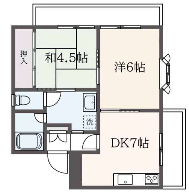 YSフラッツ(2DK/2階)の間取り写真