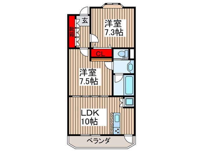 ステラータ深谷(2LDK/4階)の間取り写真