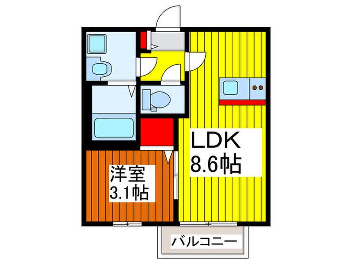 SAZAN-CASTLE(1LDK/1階)の間取り写真