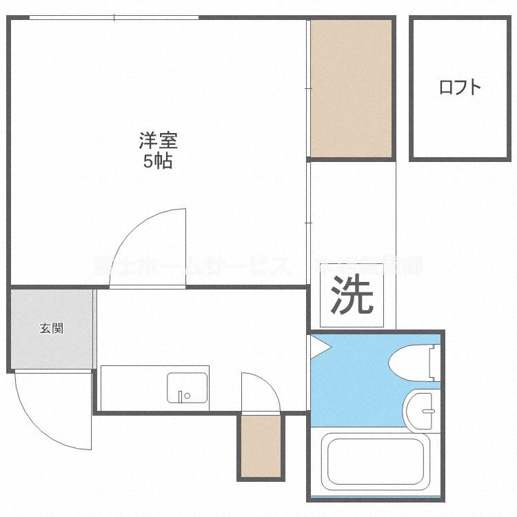 SOLTS万代(1K/2階)の間取り写真
