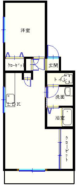 青杜マンションB(1LDK/1階)の間取り写真